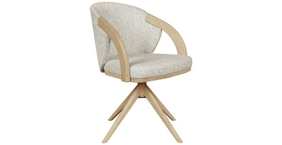 ARMLEHNSTUHL  Sitzfläche 360° drehbar Webstoff  Eichefarben, Beige  - Eiche Bianco/Eichefarben, KONVENTIONELL, Holz/Textil (61/83,5/57,5cm) - Linea Natura