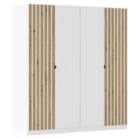 DREHTÜRENSCHRANK  in Weiß, Eiche Artisan  - Weiß/Eiche Artisan, MODERN, Holzwerkstoff/Metall (181/197/54cm) - Rauch Möbel