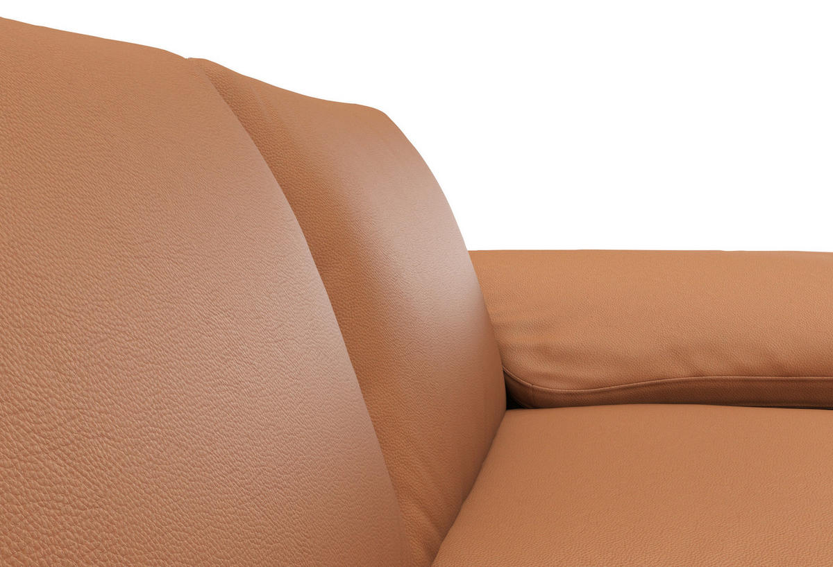 ECKSOFA Cognac Echtleder  - Cognac/Schwarz, Design, Leder/Metall (225/247cm) - Livetastic