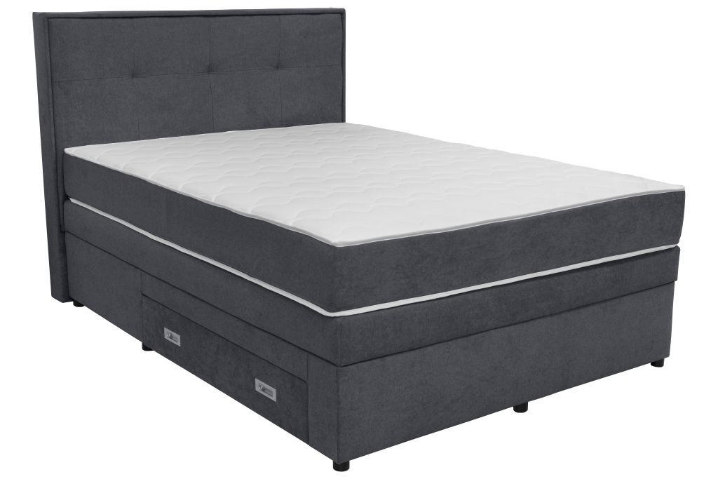 BOXSPRING KREVET 140/200 cm     tamno siva  - tamno siva/crna, Moderno, drvni materijal/tekstil (140/200cm) - Hom`in