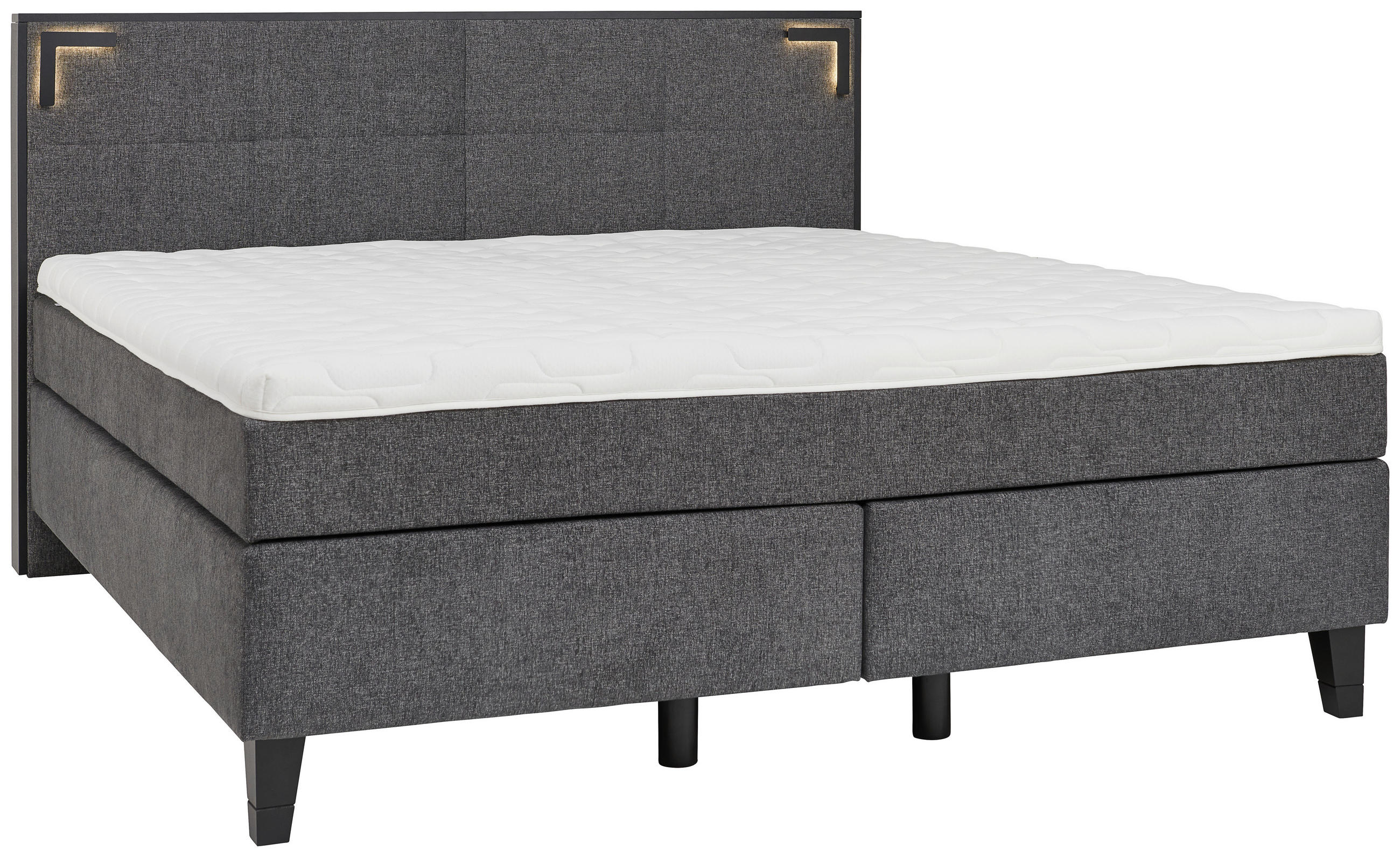 BOXSPRINGBETT 200/200 cm  in Anthrazit  - Anthrazit/Schwarz, Design, Holz/Textil (200/200cm) - Hom`in