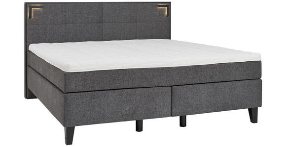 BOXSPRINGBETT 200/200 cm  in Anthrazit  - Anthrazit/Schwarz, Design, Holz/Textil (200/200cm) - Hom`in