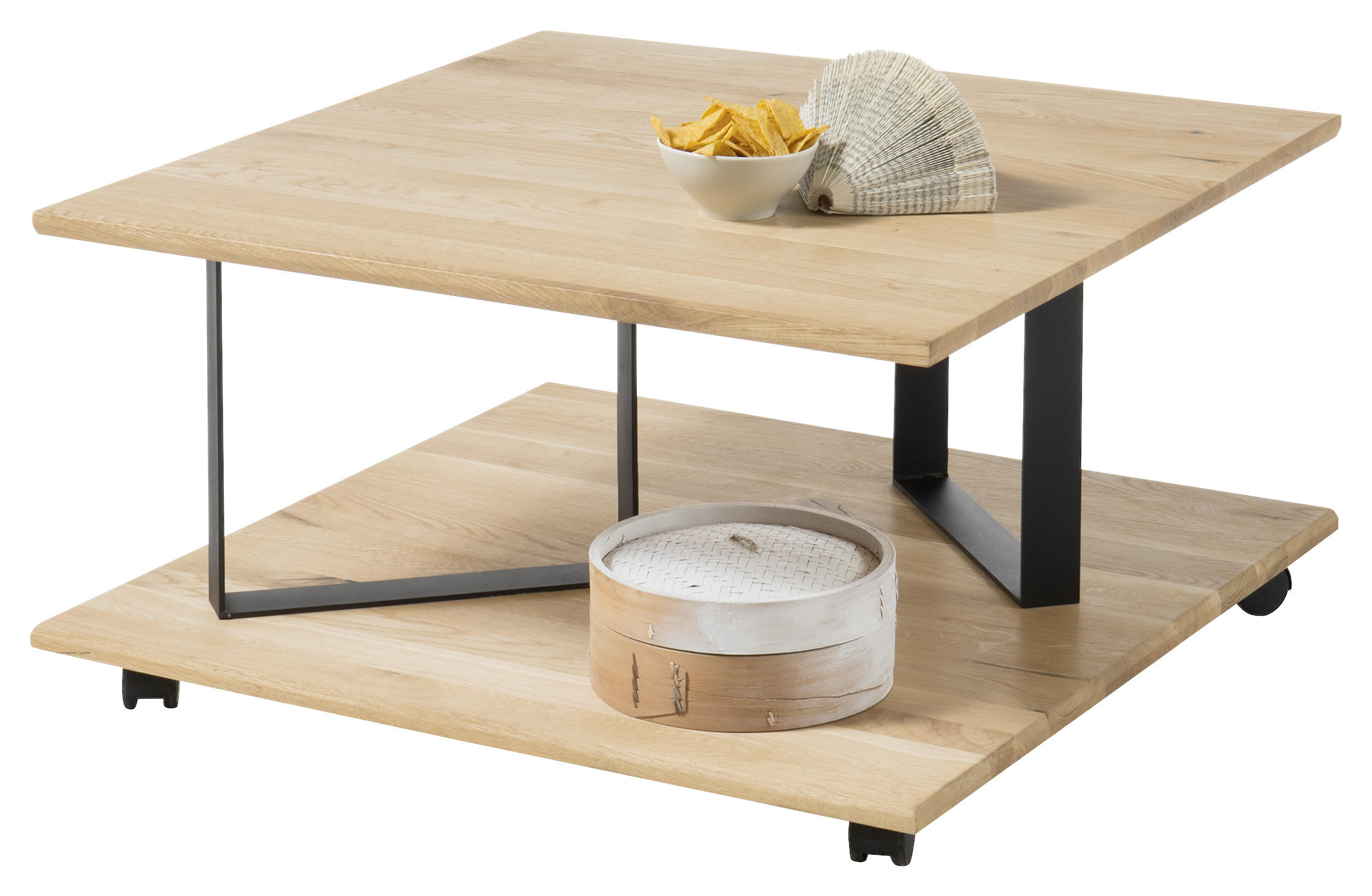 Couchtisch in Holz, Metall 80/80/43 cm