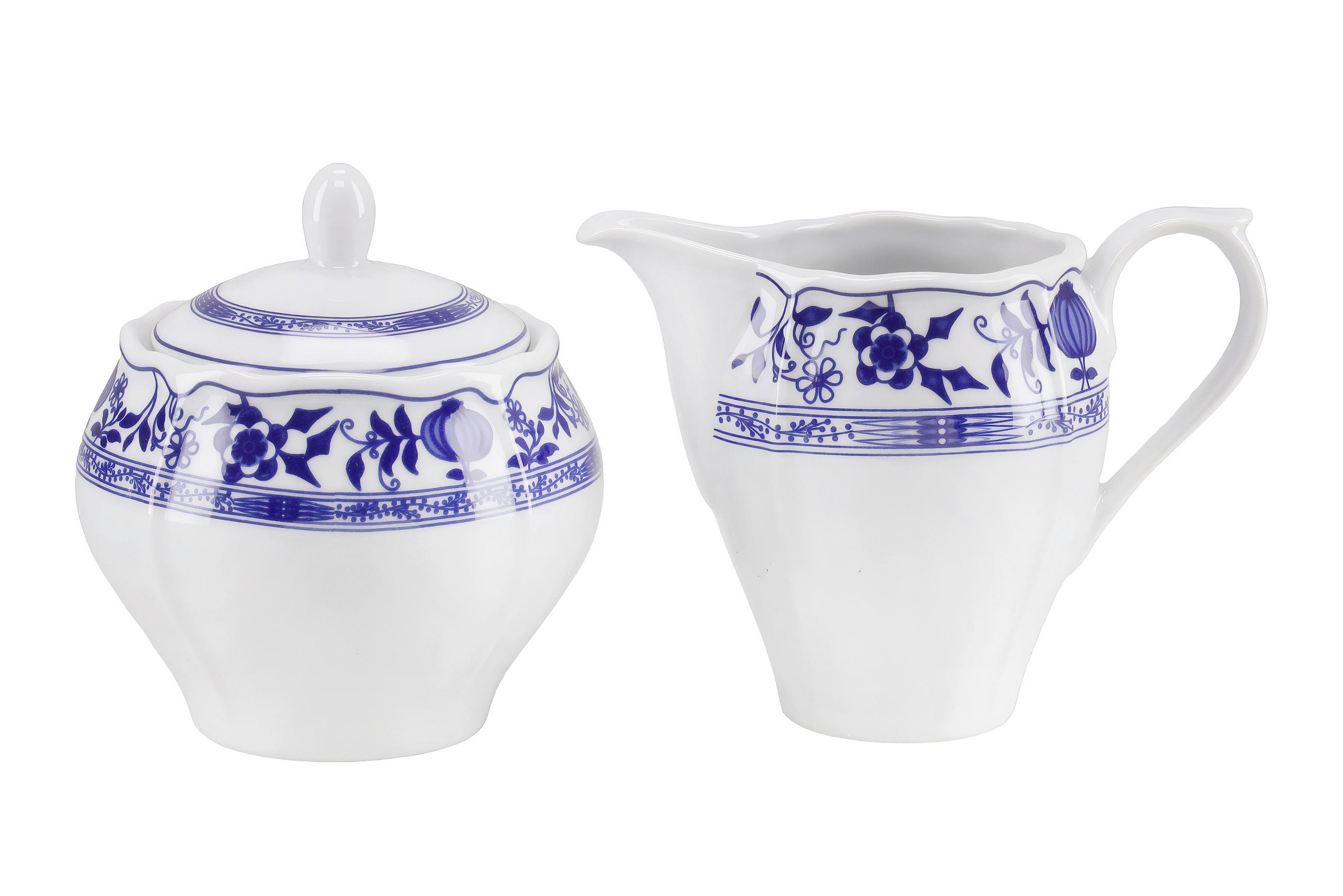 MILCH- UND ZUCKER-SET Flora Zwiebelmuster Keramik  - Blau/Weißblau, Basics, Keramik - Creatable