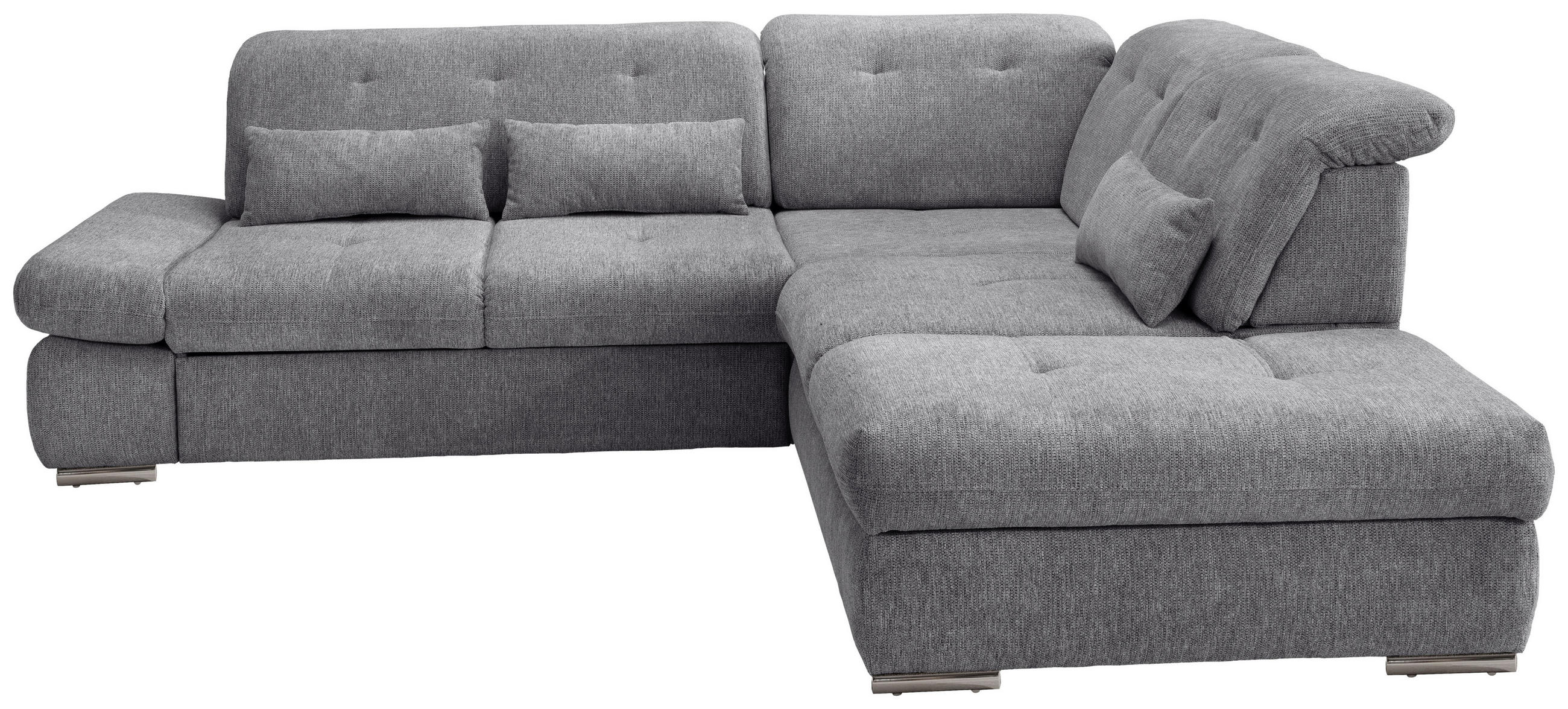 ECKSOFA in Chenille Dunkelgrau  - Chromfarben/Dunkelgrau, Modern, Textil/Metall (280/254cm) - Livetastic