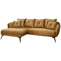ECKSOFA in Velours Gelb  - Gelb/Schwarz, Modern, Holz/Textil (162/277cm) - Livetastic