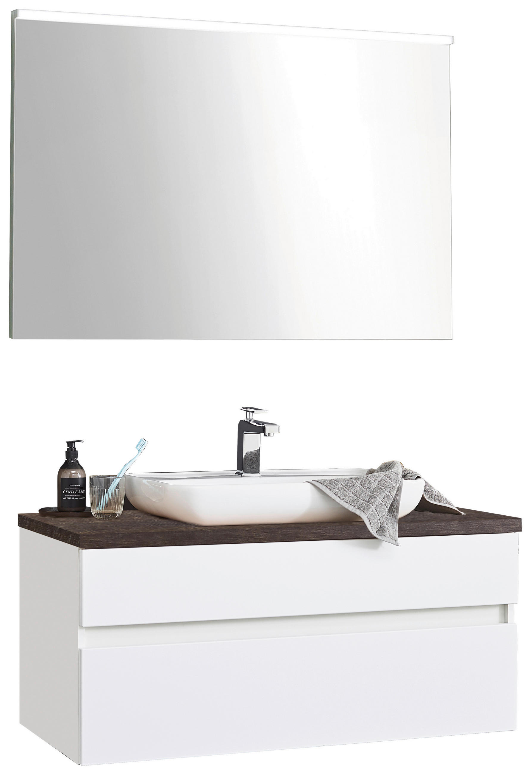 BAIE - alb/culoare lemn stejar, Design, ceramică/sticlă (100cm) - Novel