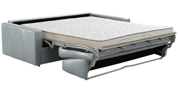 SCHLAFSOFA Bard in Echtleder Silberfarben  - Silberfarben/Schwarz, KONVENTIONELL, Leder/Kunststoff (206/81/96cm) - Novel