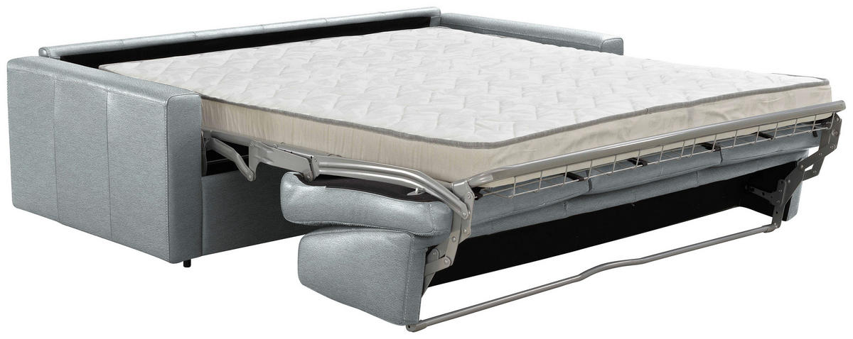SCHLAFSOFA Silberfarben  - Silberfarben/Schwarz, Konventionell, Leder/Kunststoff (206/81/96cm) - Novel