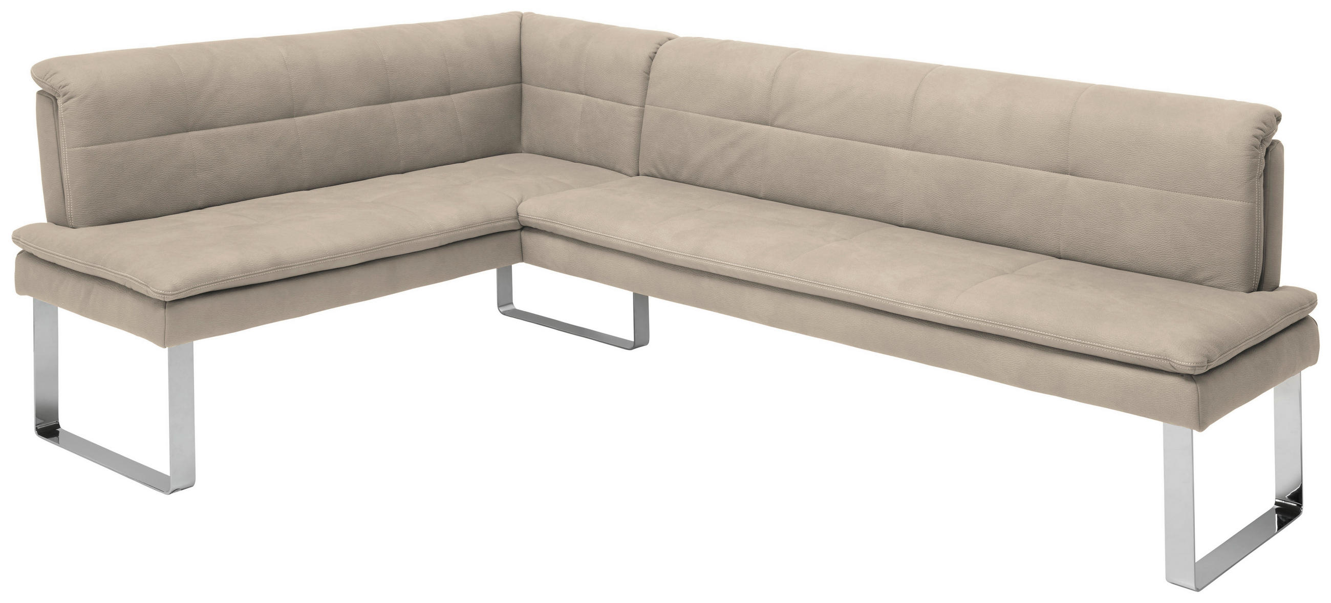 ECKBANK 154/213 cm Mikrofaser Chromfarben, Sandfarben Metall   - Sandfarben/Chromfarben, Design, Textil/Metall (154/213cm) - Novel