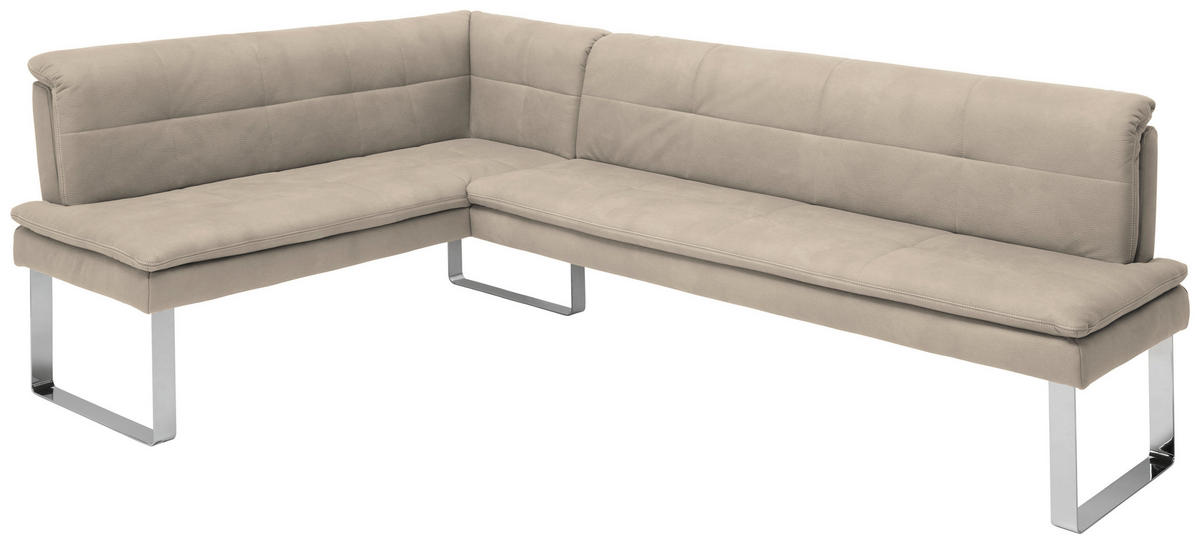 ECKBANK 174/253 cm Mikrofaser Chromfarben, Sandfarben Metall   - Sandfarben/Chromfarben, Design, Textil/Metall (174/253cm) - Novel