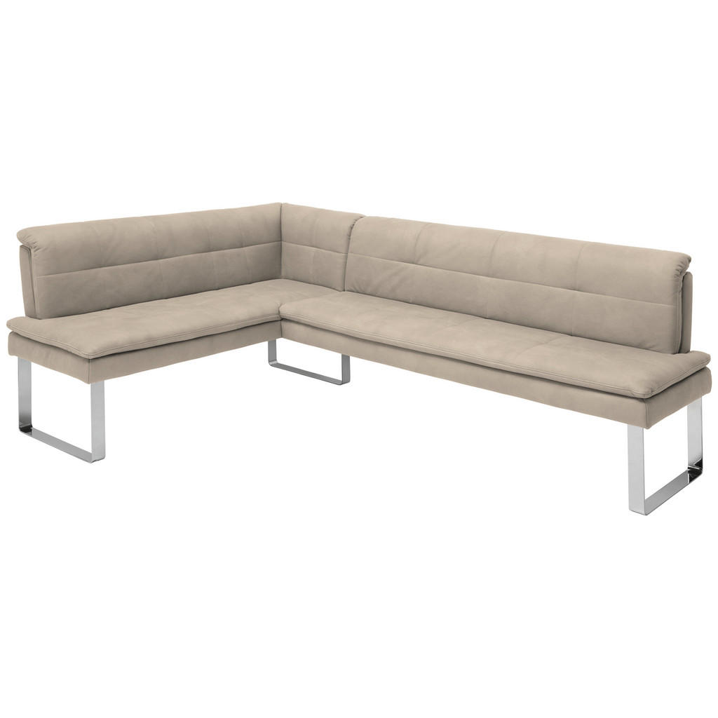 Thumbnail - Novel Eckbank, Chrom, Sand, Metall, Textil, Uni, 3-4-Sitzer, L-Form, 213x154 cm, Fußauswahl, Lederauswahl, Stoffauswahl,...