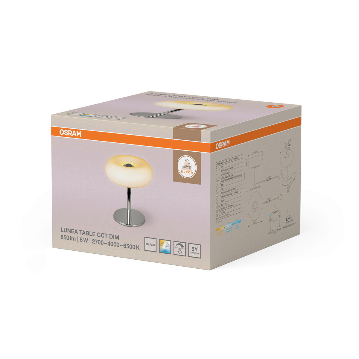 LED-TISCHLEUCHTE 20/22,4 cm  - Edelstahlfarben/Weiß, Design, Glas/Metall (20/22,4cm) - Osram