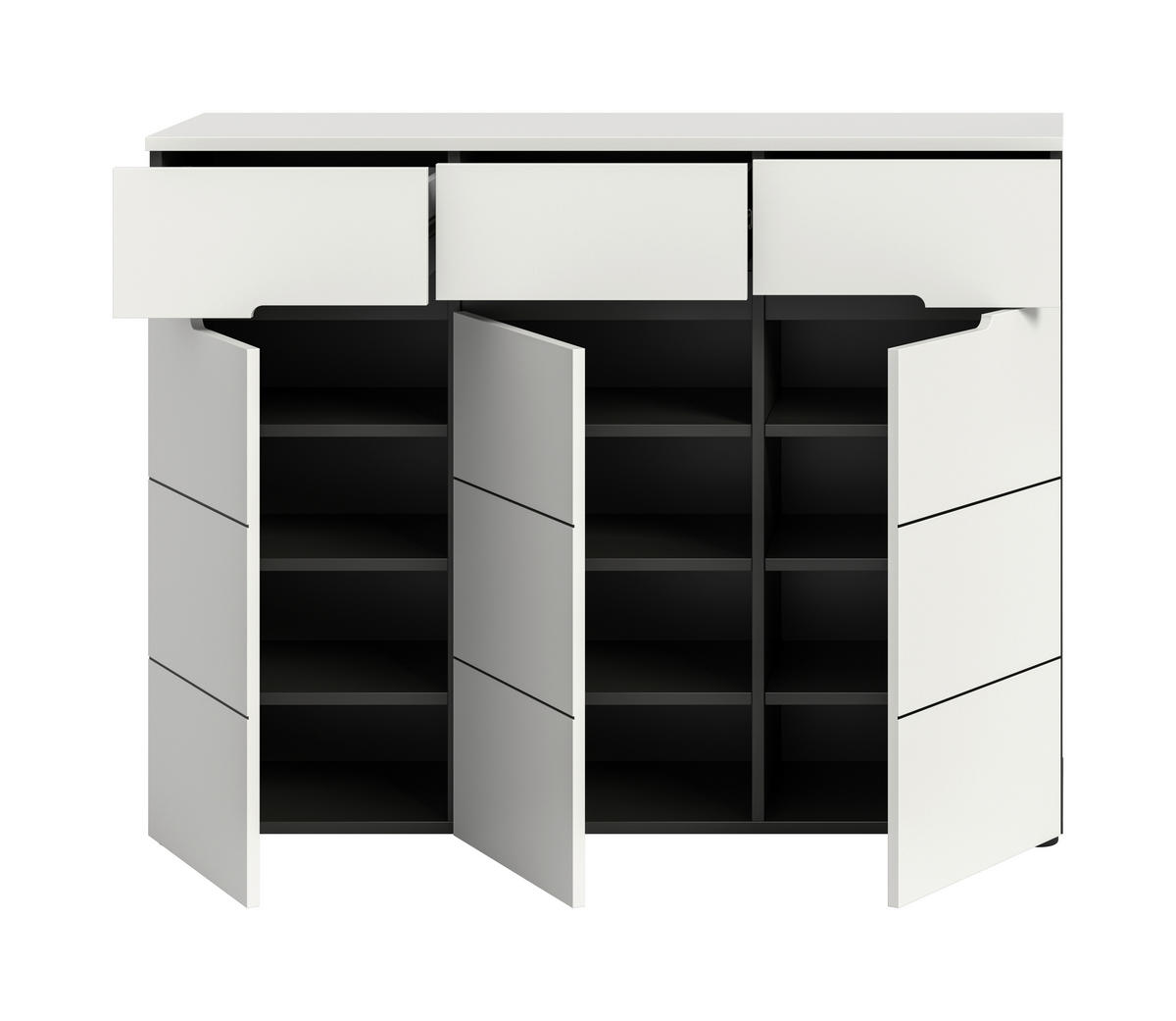 SCHUHSCHRANK  in 120/94/37 cm  - Schwarz/Weiß, Design, Holzwerkstoff/Kunststoff (120/94/37cm) - Livetastic