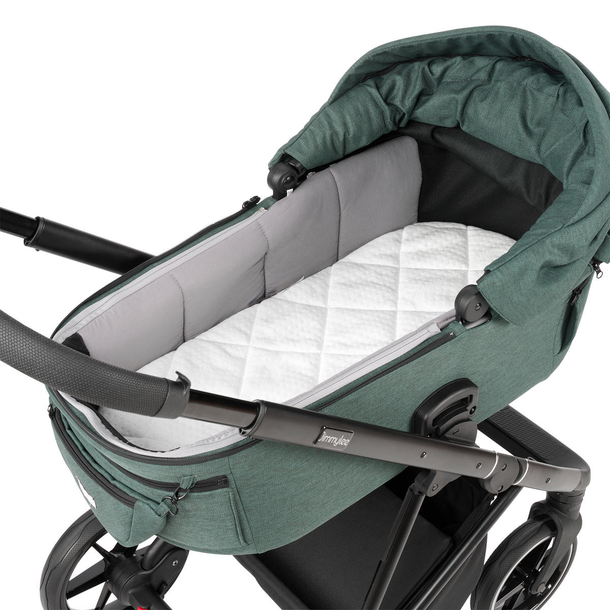 KINDERWAGENSET  - Waldgrün/Schwarz, Basics, Textil/Metall (57,5/116/101cm) - Jimmylee
