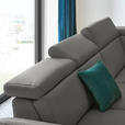 ECKSOFA in Echtleder Dunkelgrau  - Dunkelgrau/Schwarz, Design, Leder/Metall (285/239cm) - Cantus