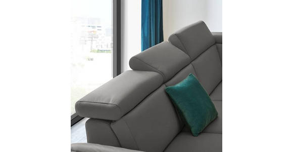 ECKSOFA in Echtleder Dunkelgrau  - Dunkelgrau/Schwarz, Design, Leder/Metall (285/239cm) - Cantus