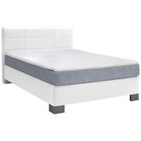 BOXSPRINGBETT 140/200 cm  in Weiss  - Weiss/Graphitfarben, Design, Holz/Textil (140/200cm) - Hom`in