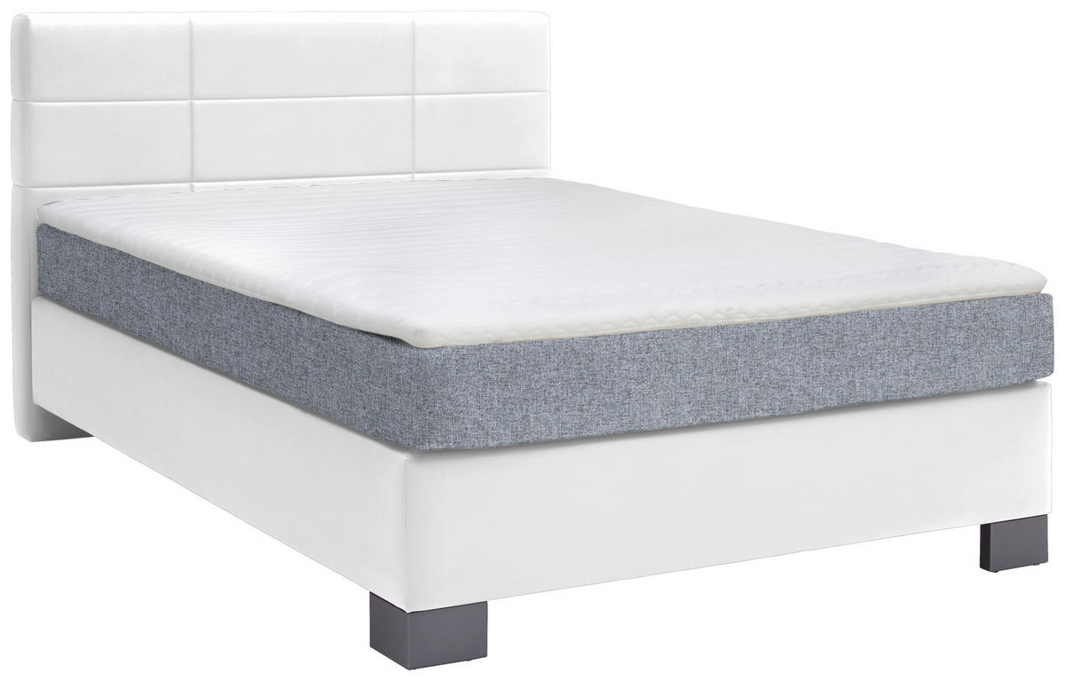 BOXSPRINGBETT 140/200 cm  in Weiss  - Weiss/Graphitfarben, Design, Holz/Textil (140/200cm) - Hom`in