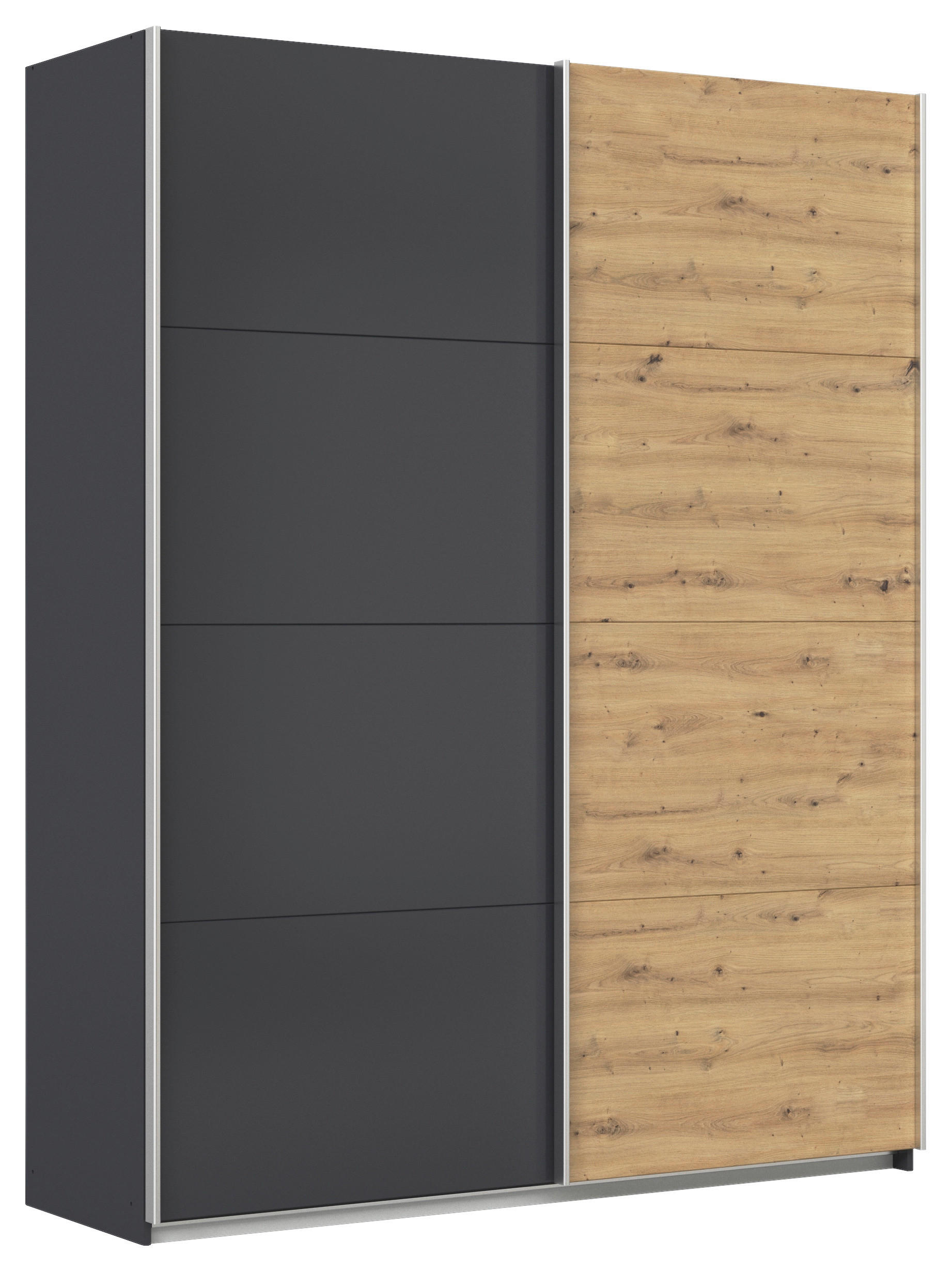Schwebetürenschrank B: 181cm Feldkirch Grau/Eiche Dekor