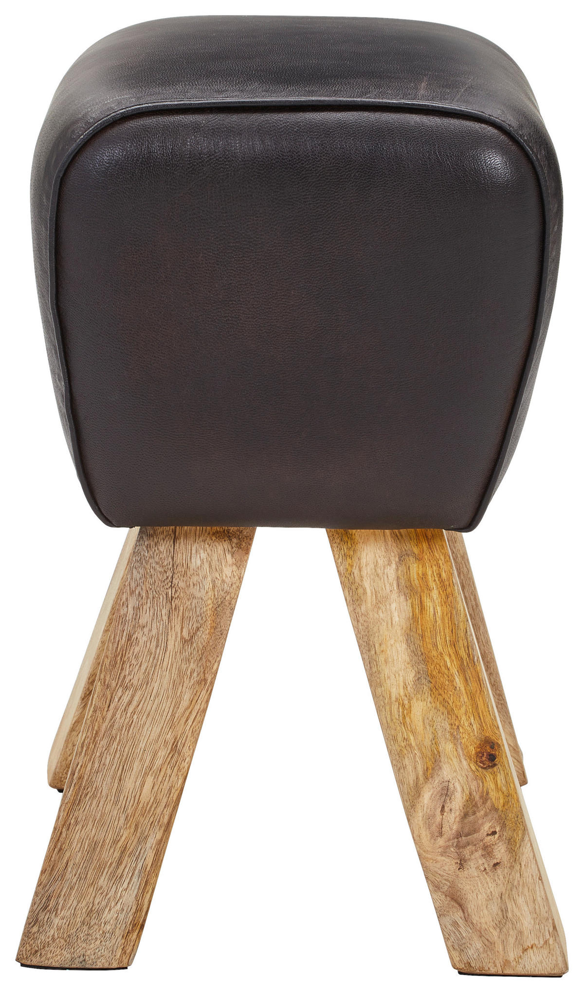 TABURET, dřevo, kůže, 42/45/35 cm - černá/přírodní barvy, Lifestyle, dřevo/kůže (42/45/35cm) - Livetastic