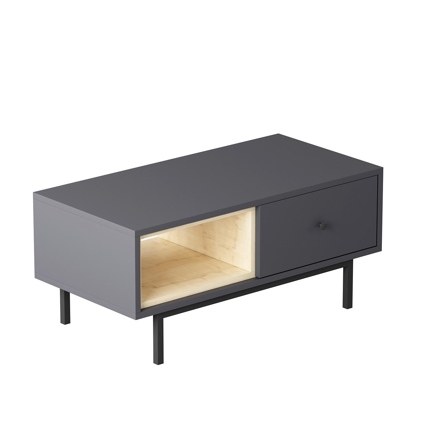 Livetastic Couchtisch Naturel Couchtisch Anthrazit 45x40x90 cm