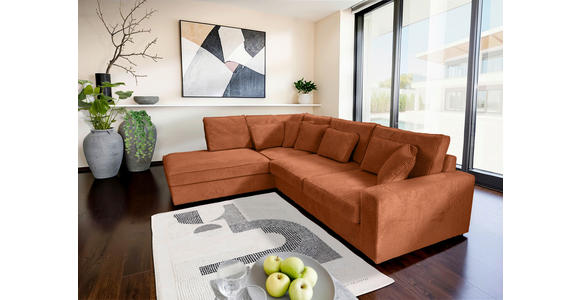 ECKSOFA Rostfarben Cord Zierkissen, Rückenkissen, Rücken echt  - Rostfarben/Schwarz, MODERN, Kunststoff/Textil (228/307cm) - Carryhome