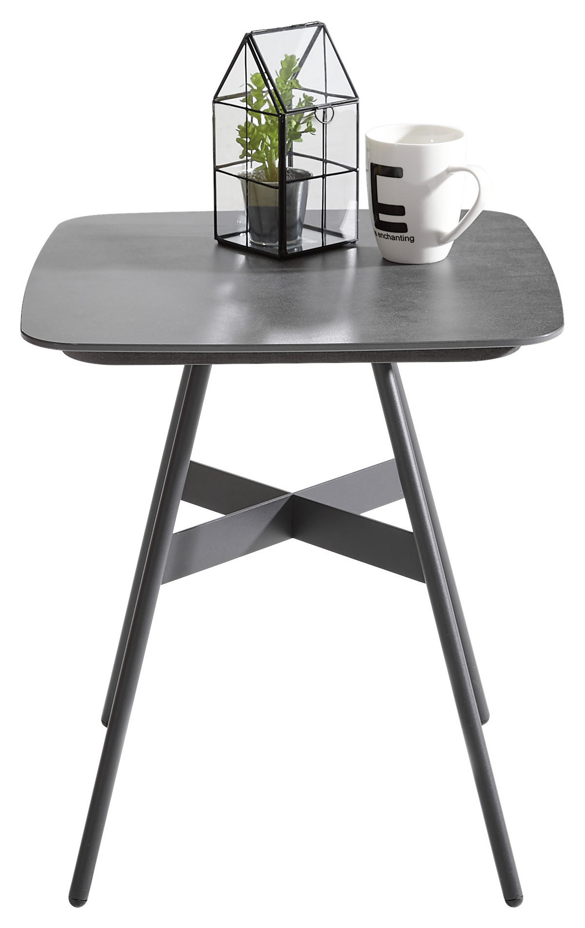 COUCHTISCH in Metall, Keramik 43/43/49 cm  - Dunkelgrau/Anthrazit, Design, Keramik/Metall (43/43/49cm) - Venjakob