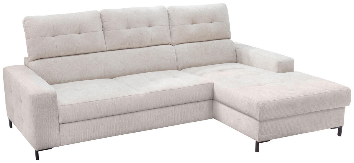 ECKSOFA in Struktur Beige  - Beige/Schwarz, Design, Textil/Metall (255/176cm) - Livetastic