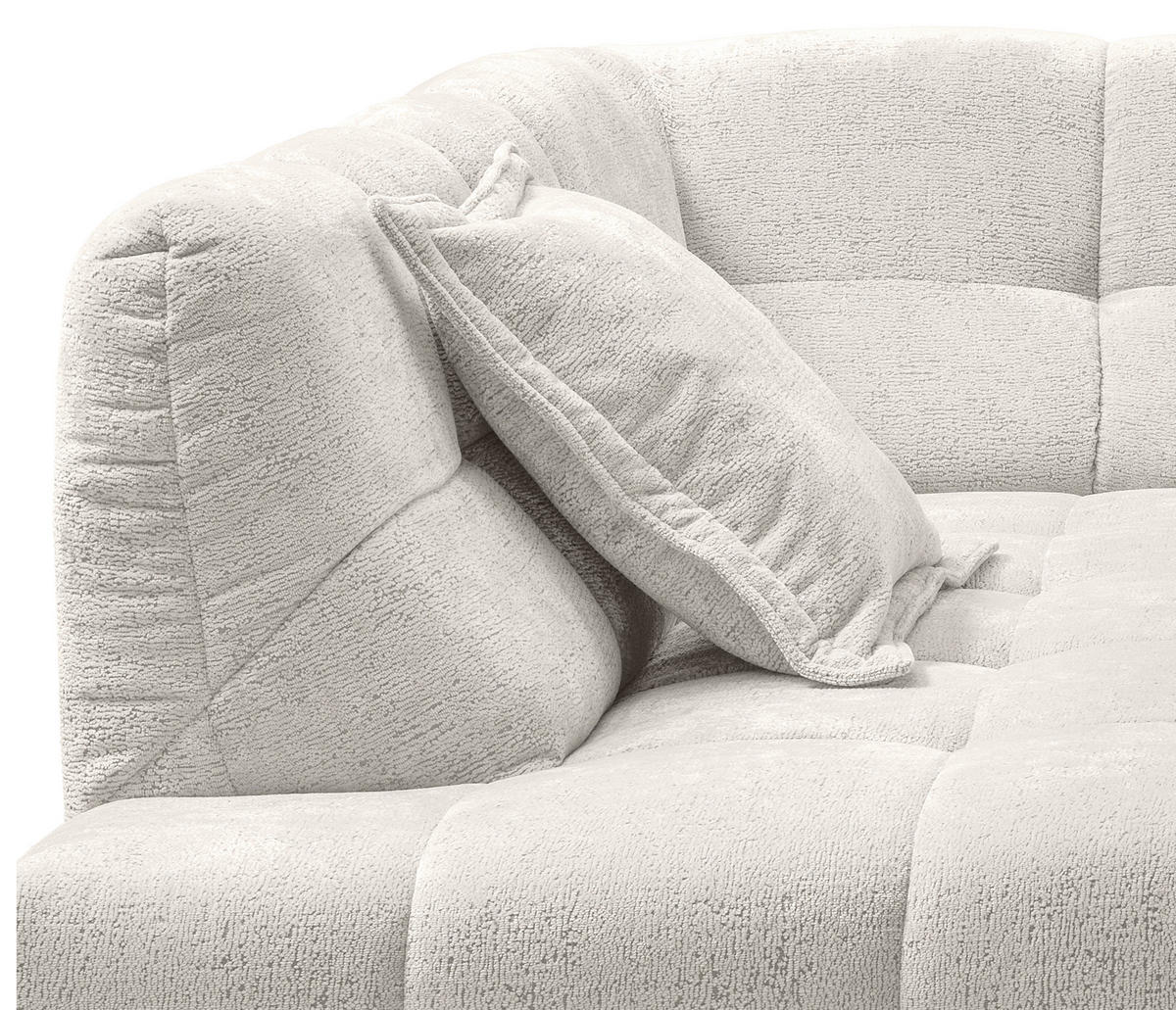 ECKSOFA Chenille Creme  - Creme/Schwarz, Modern, Kunststoff/Textil (203/254cm) - Livetastic