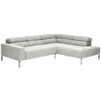 ECKSOFA Hellgrau Flachgewebe  - Chromfarben/Hellgrau, KONVENTIONELL, Textil/Metall (282/224cm) - Hom`in
