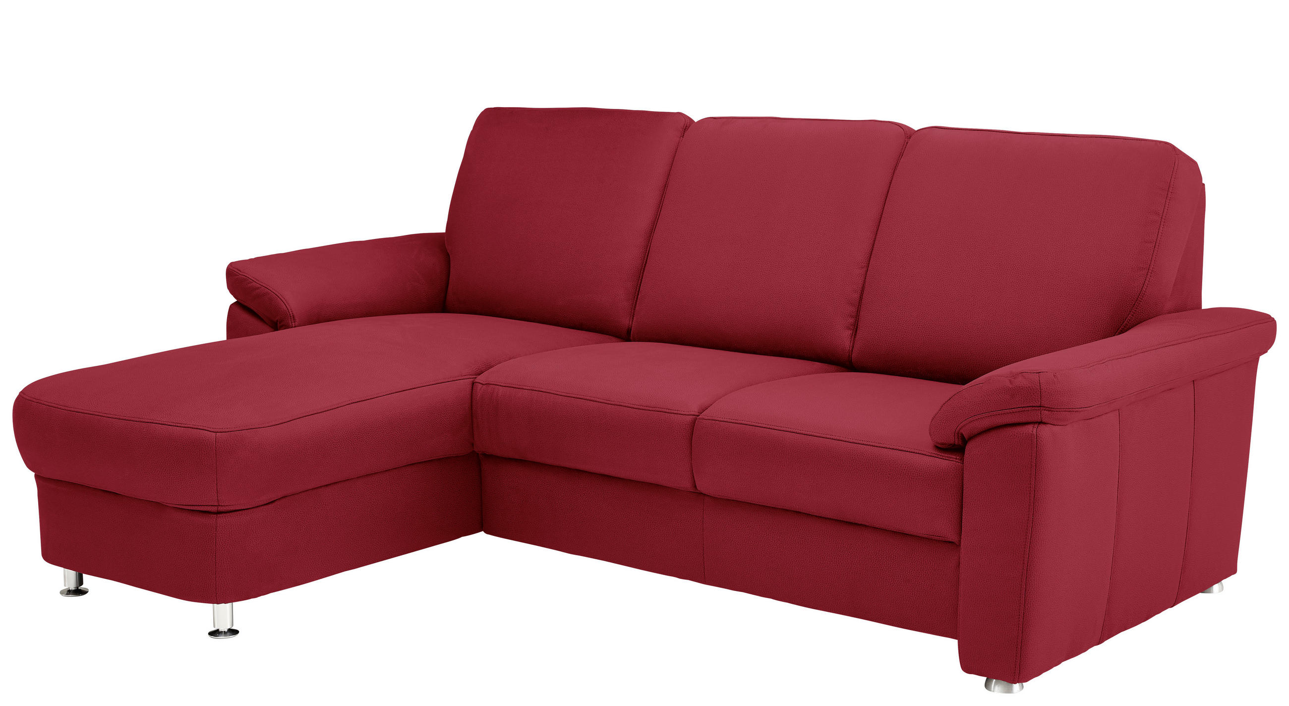 ECKSOFA Rot Flachgewebe - Chromfarben/Rot, KONVENTIONELL, Textil/Metall (163/220cm) - Beldomo System