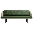 SITZBANK 255/89/68 cm Velours, Flachgewebe Grün, Graugrün Metall  - Schwarz/Graugrün, Design, Textil/Metall (255/89/68cm) - Dieter Knoll