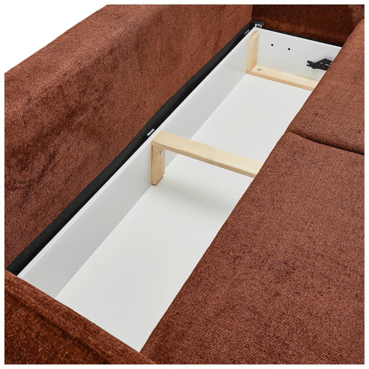 SCHLAFSOFA Chenille Terracotta  - Terracotta/Schwarz, KONVENTIONELL, Holz/Textil (238/99/108cm) - Carryhome