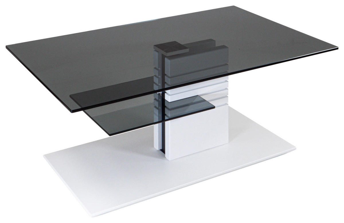 COUCHTISCH Buche Hartholz ESG, Parsolglas 100/64/47-65 cm rechteckig Anthrazit, Weiß  - Anthrazit/Weiß, MODERN, Glas/Holz (100/64/47-65cm)