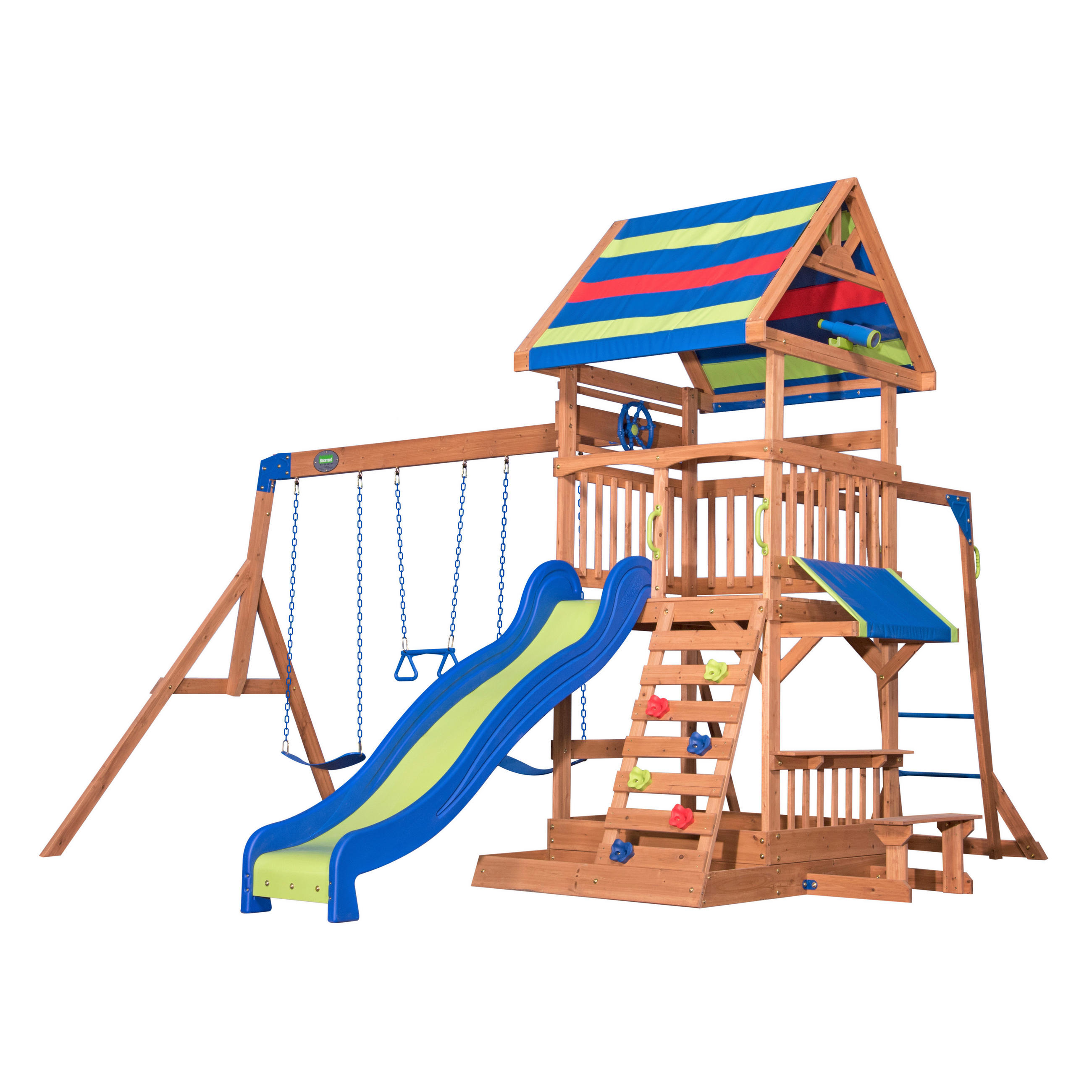 XXXLutz Spielturm Backyard Discovery Blau, Braun, Grün, Rot 429.3x299.7x136.9 cm