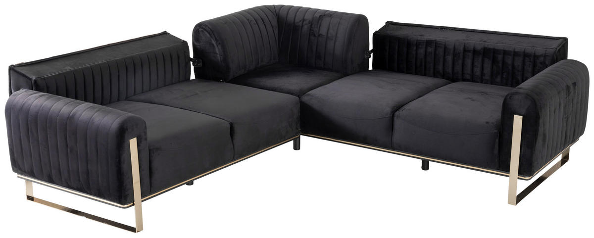Freisteller von Livetastic ECKSOFA Schwarz Velours.