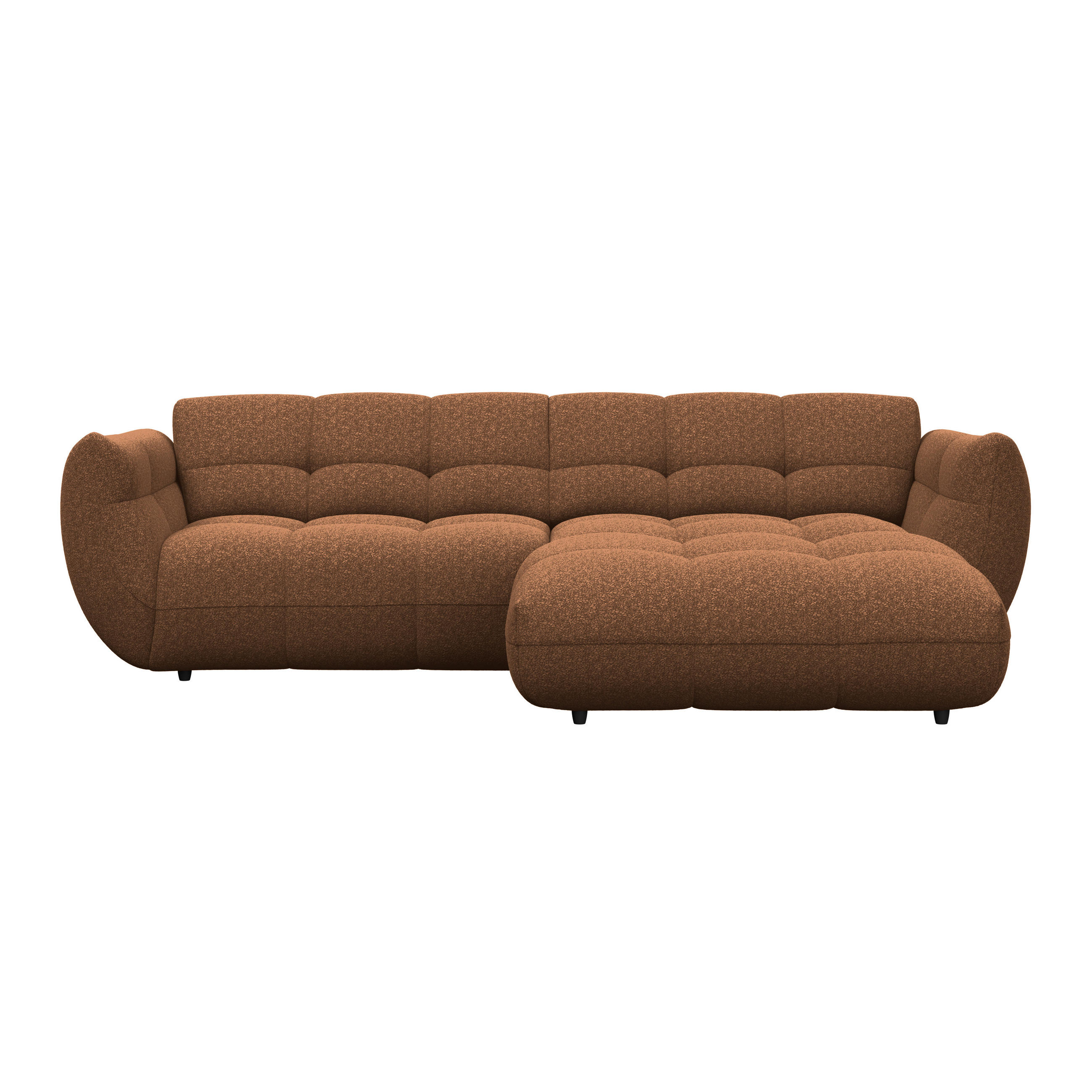 ECKSOFA Chenille Terracotta  - Terracotta/Schwarz, Trend, Kunststoff/Textil (280/178cm) - MID.YOU