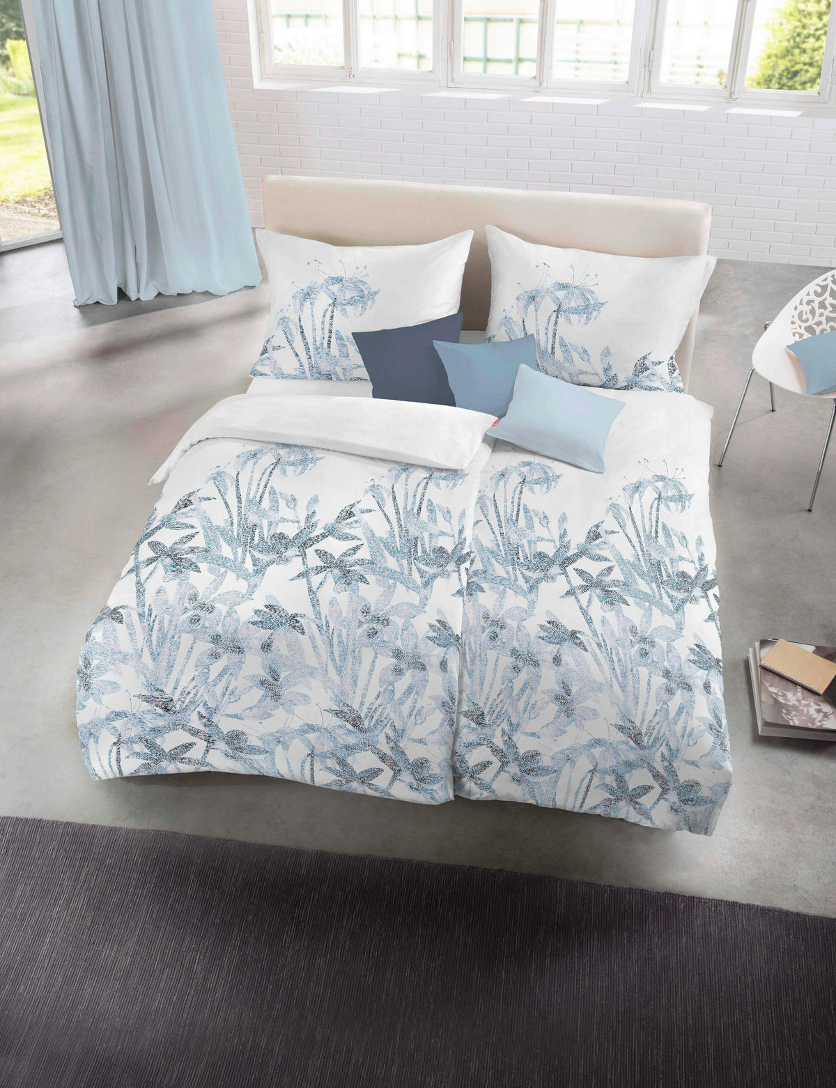 BETTWÄSCHE Provence Cassis Leinenoptik 155/220 cm  - Blau, Basics, Textil (155/220cm) - Fleuresse