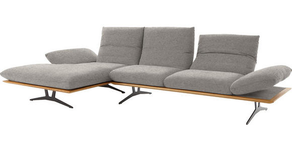 ECKSOFA in Flachgewebe Hellgrau  - Hellgrau/Schwarz, Design, Holz/Textil (159/314cm) - Dieter Knoll