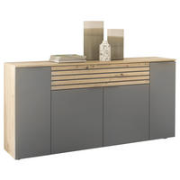 ŠIROKÁ KOMODA, sivá, dub artisan, 177/85/37 cm - čierna/sivá, Design, kompozitné drevo/plast (177/85/37cm) - MID.YOU