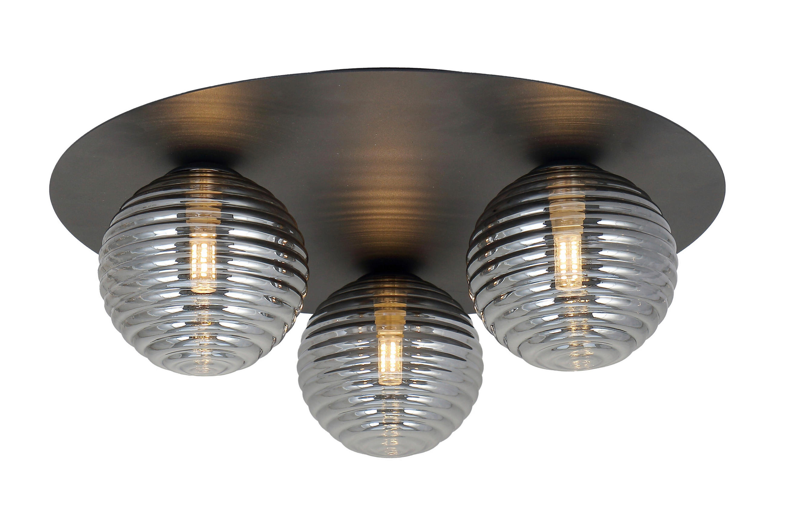 DECKENLEUCHTE 38/15 cm   - Schwarz, Trend, Glas/Metall (38/15cm) - Novel