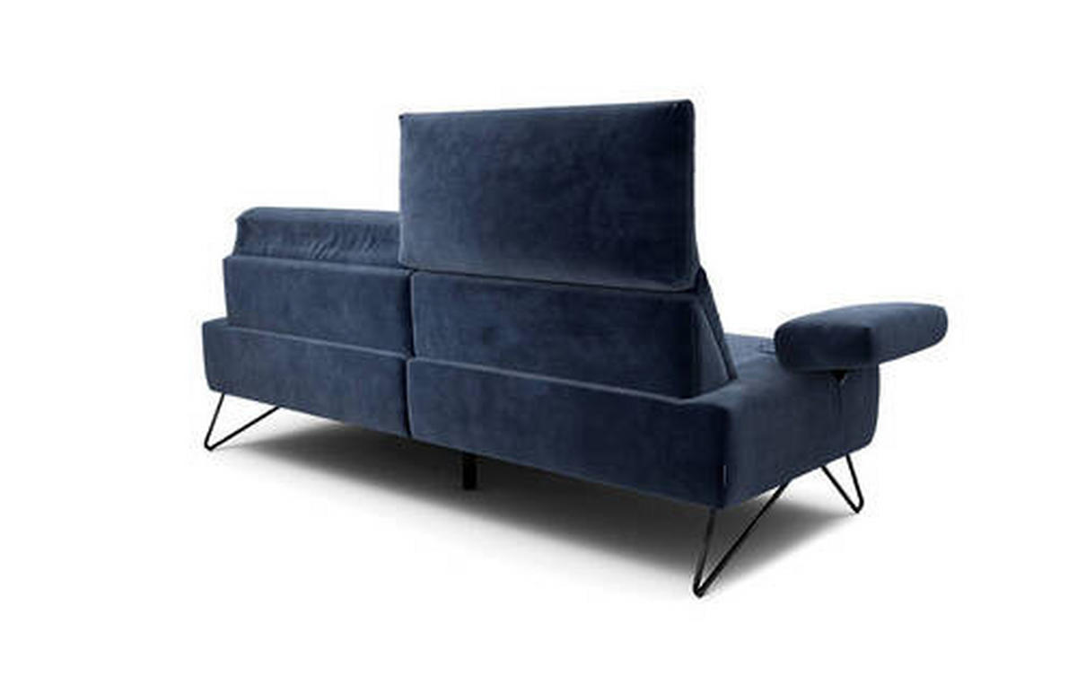 2,5-SITZER in Samt Dunkelblau  - Schwarz/Dunkelblau, Design, Textil/Metall (204-234/85/86-94cm) - SENSOO