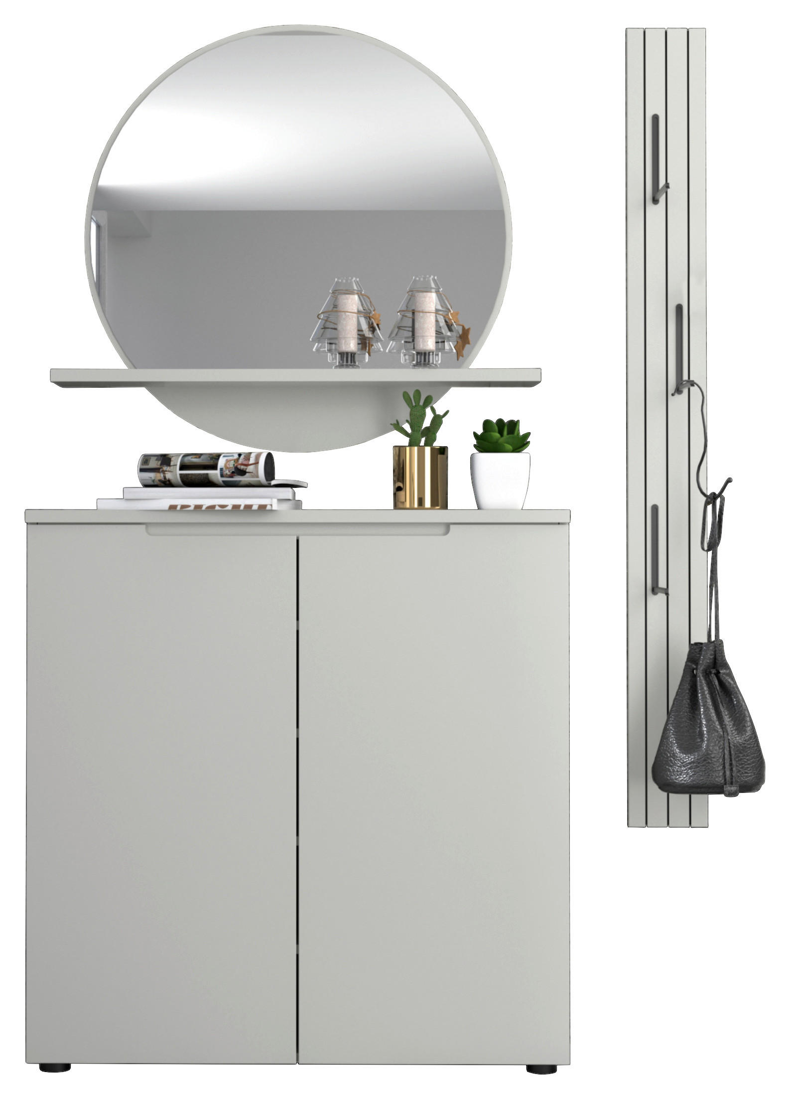 GARDEROBE 3-teilig  in 127/187/22 cm  - Grau, Design, Glas/Holzwerkstoff (127/187/22cm) - Xora