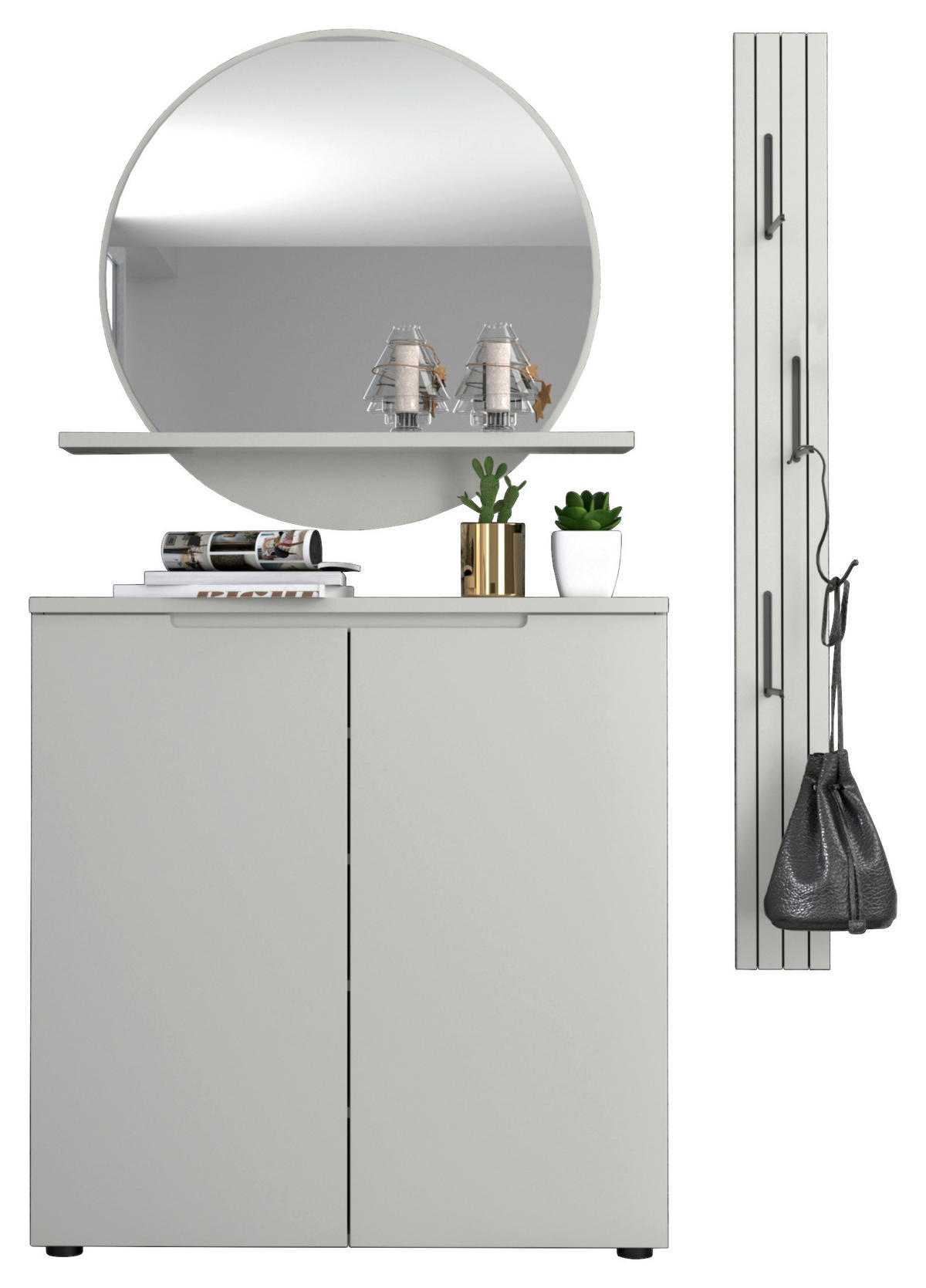 GARDEROBE 3-teilig  in 127/187/22 cm  - Grau, Design, Glas/Holzwerkstoff (127/187/22cm) - Xora