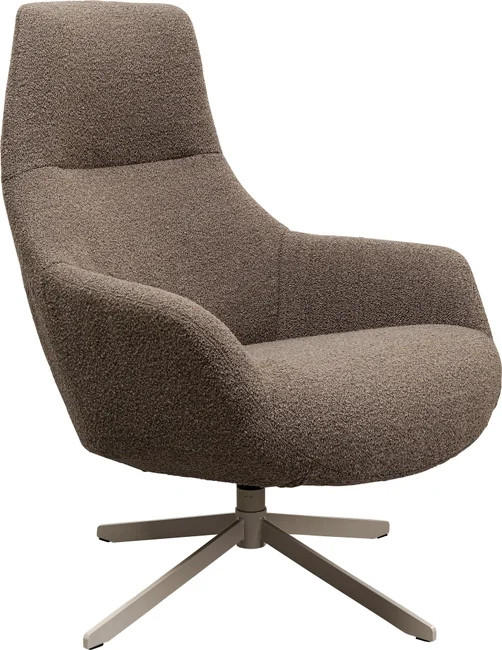 SESSEL in Bouclé Graubraun  - Greige/Graubraun, Design, Textil/Metall (76/100/81cm) - Kare-Design