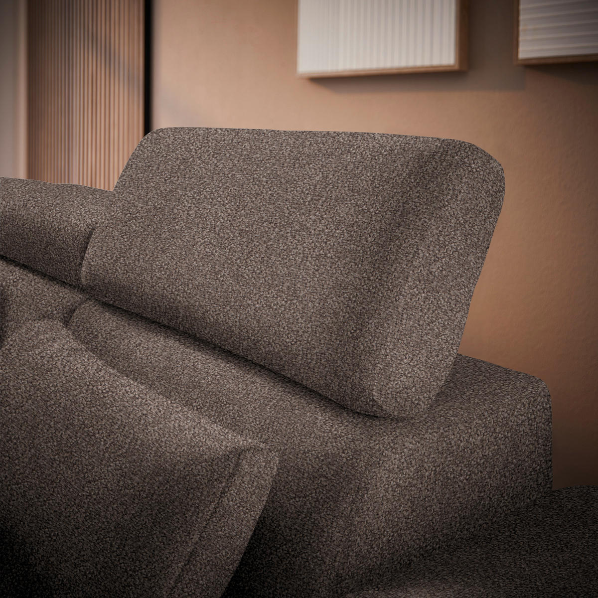ECKSOFA Braun Velours  - Schwarz/Braun, Design, Textil/Metall (264/299cm) - Novel