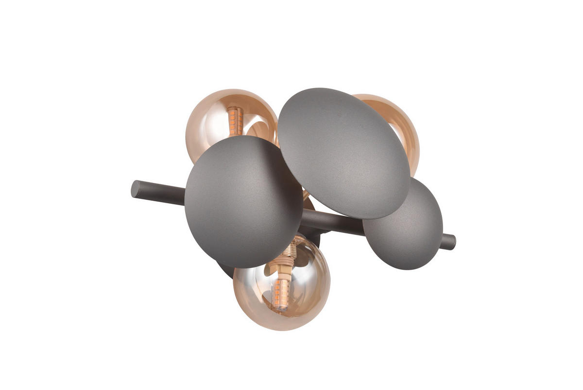 WANDLEUCHTE     - Anthrazit/Bernsteinfarben, LIFESTYLE, Glas/Metall (30/22/19cm) - Trio Leuchten
