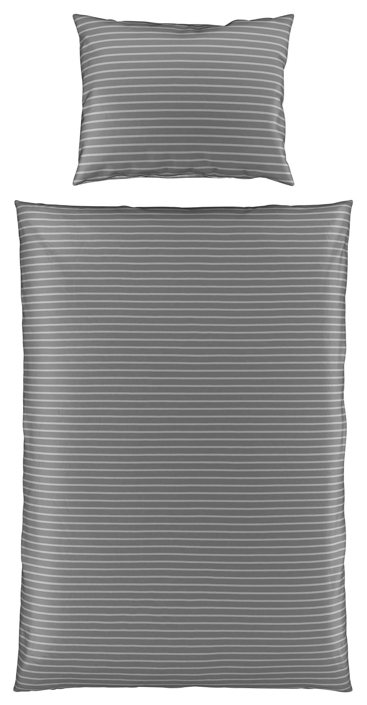 OBOJESTRANSKA POSTELJNINA 140/200 cm saten siva, bela  - siva/bela, Konvencionalno, tekstil (140/200cm) - Esposa