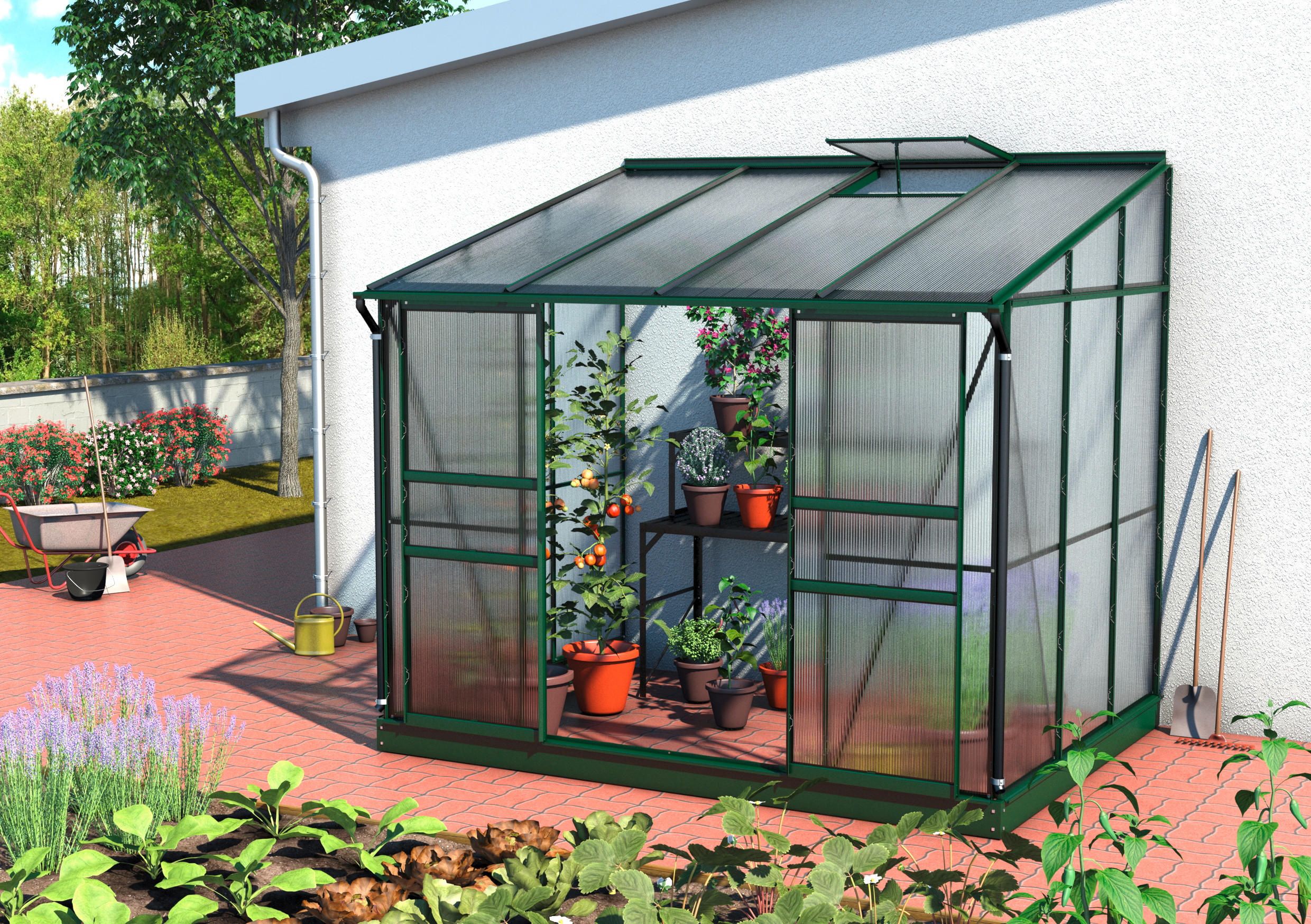 Anlehn-Gewächshausbausatz Ida 5200 Hkp 4mm, Smaragd